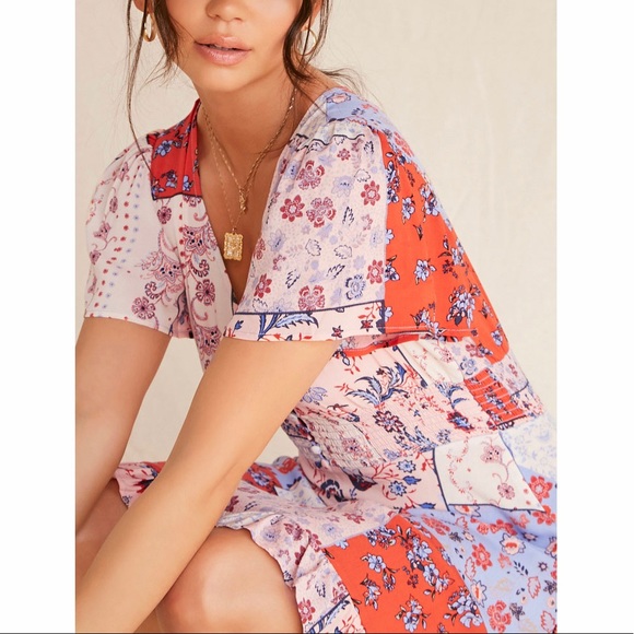 NEW NWT Forever 21 Patternblock Floral Print Mini Dress - Picture 3 of 4